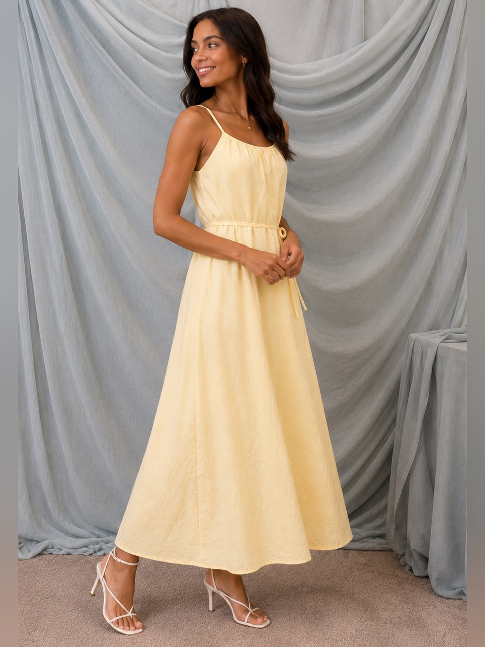 Bella Dahl Pale Yellow Spaghetti-Strap Maxi Dress
